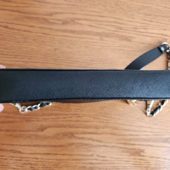 DONNA KARAN NEW YORK SMALL BLACK LEATHER EVENING BAG - Picture 8 of 11